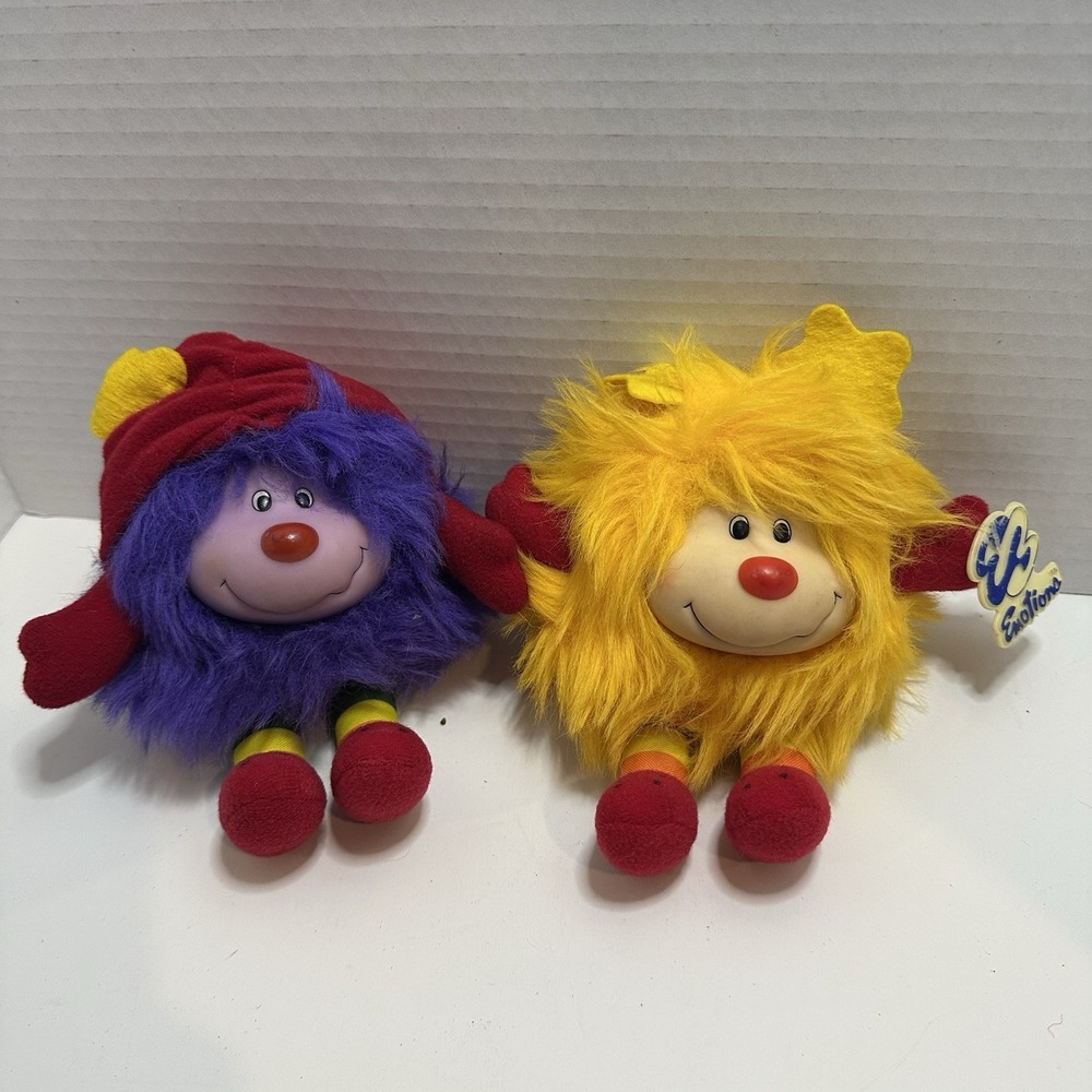 Vintage Lot Of 2‎ Rainbow Brite Sprite Purple And Yellow Plush Hallmark Toy 1983